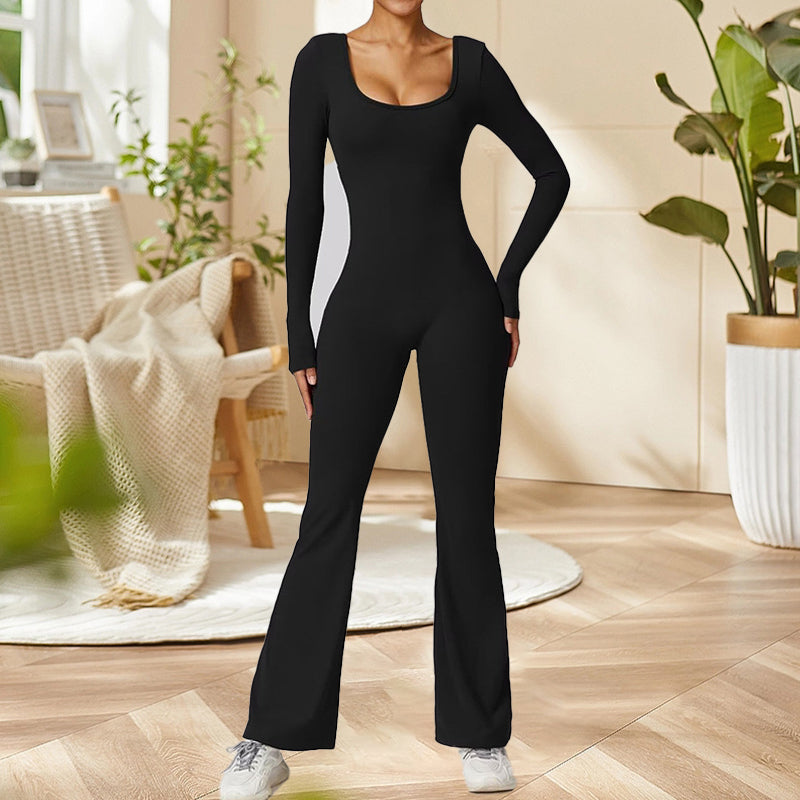 Women's Backless Ruched Sports Jumpsuit