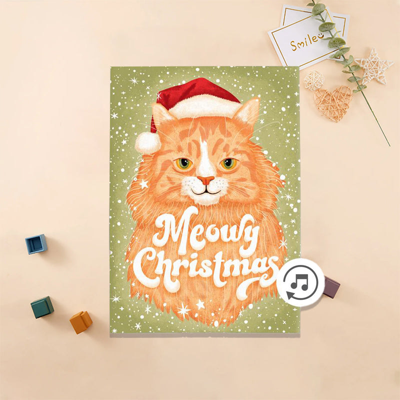 Endless Meowy Christmas Prank Card With Glitter