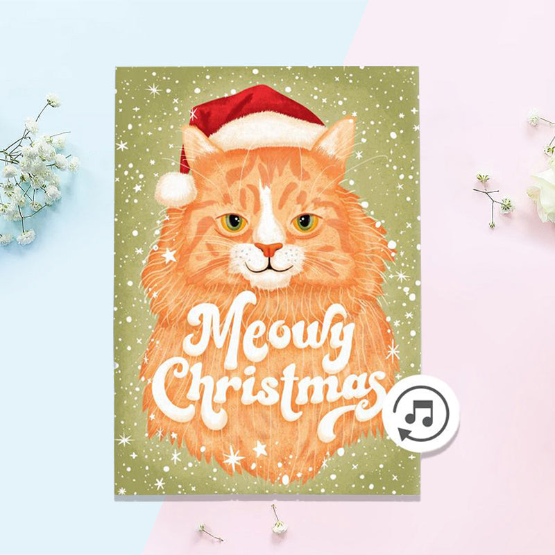 Endless Meowy Christmas Prank Card With Glitter