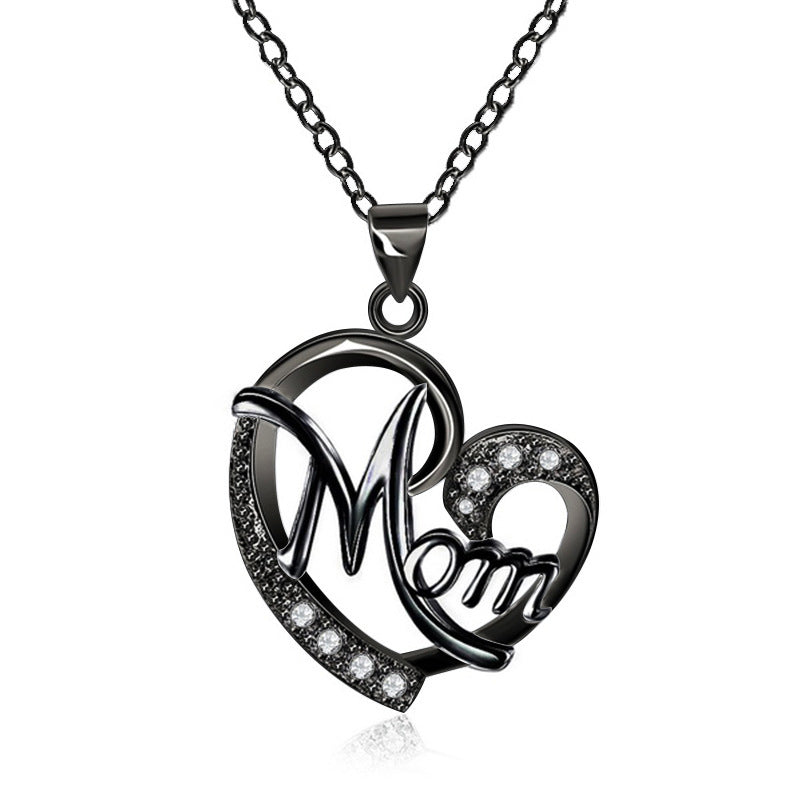 Love Heart Mom Charm Pendant Chain Necklace