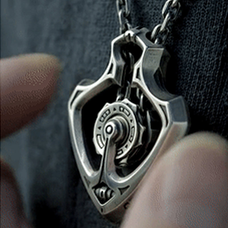 Mechanical Rotating Gear Pendant Necklace