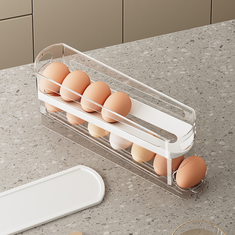 Space-Saving Clear Rolling Egg Storage Box