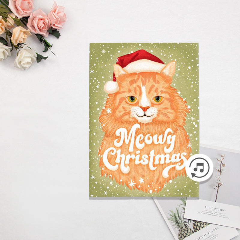 Endless Meowy Christmas Prank Card With Glitter