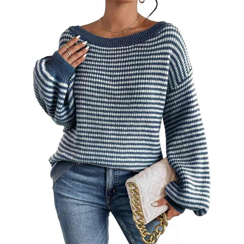 Women's Striped Drop Shoulder Sweater