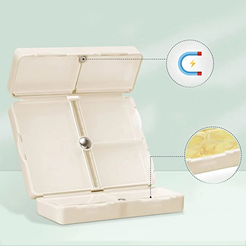 Portable Magnetic Pill Box With 7 Compartments