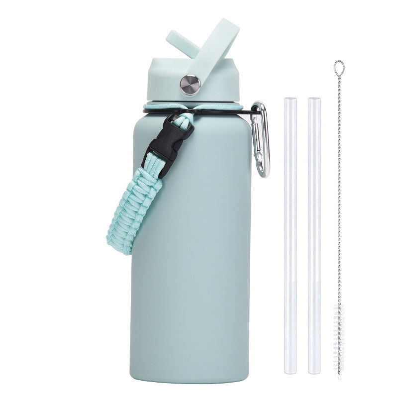 Large Capacity Insulated Mug with Braided Cord and Straw