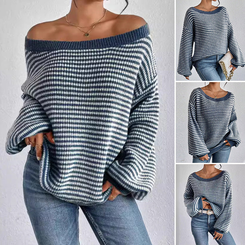 Women's Striped Drop Shoulder Sweater