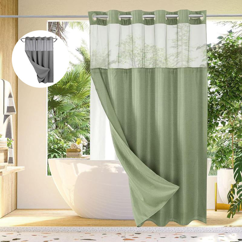 Waffle Pattern Double Layer Shower Curtain