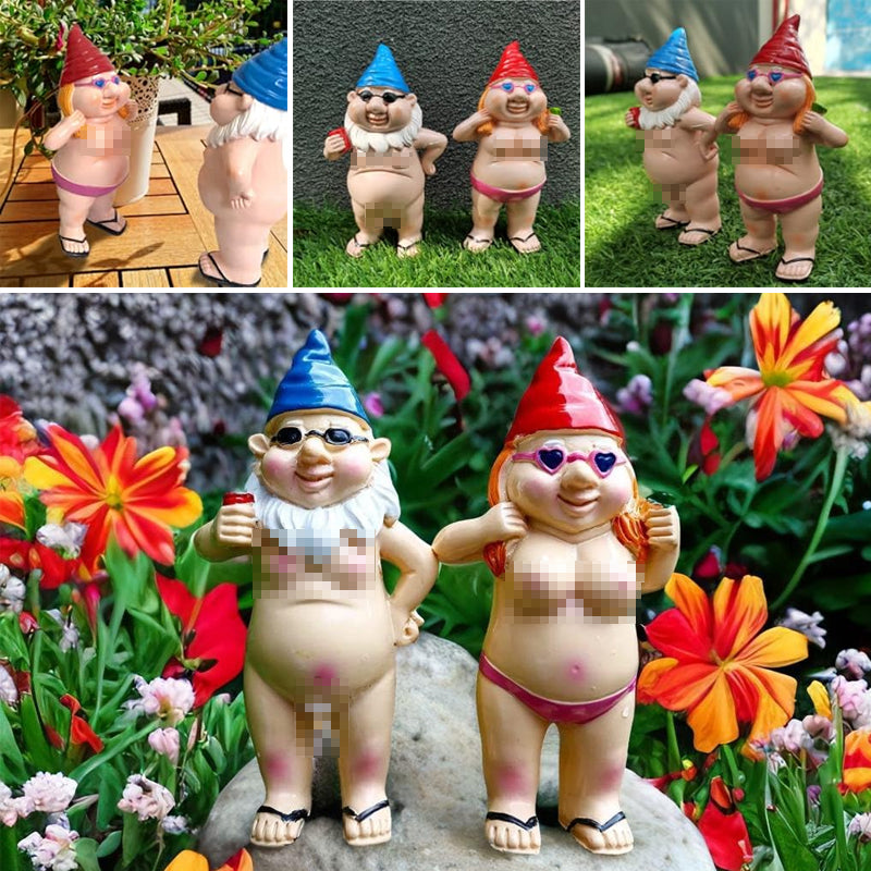 Naughty Garden Gnome Funny Statue