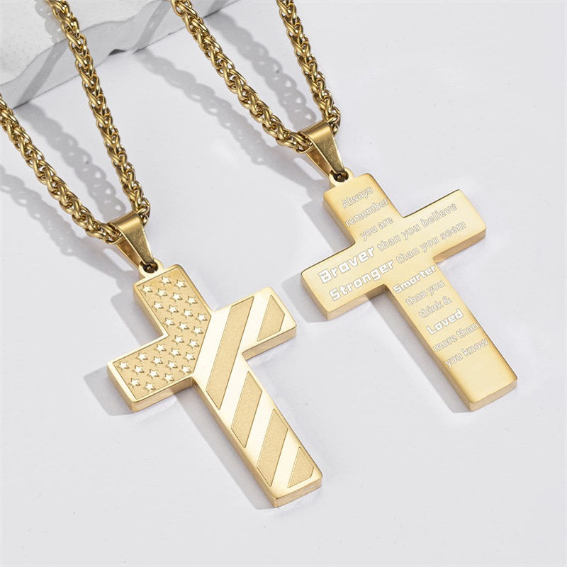 American Flag Cross Pendant Necklace