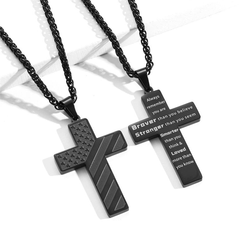 American Flag Cross Pendant Necklace