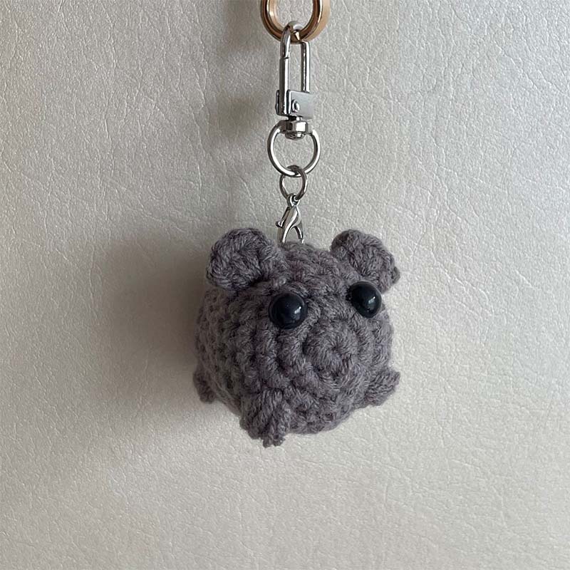 Cute Sad Crochet Hamster Keyring