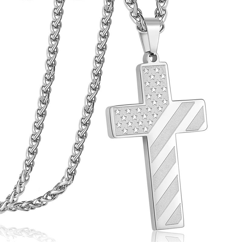 American Flag Cross Pendant Necklace