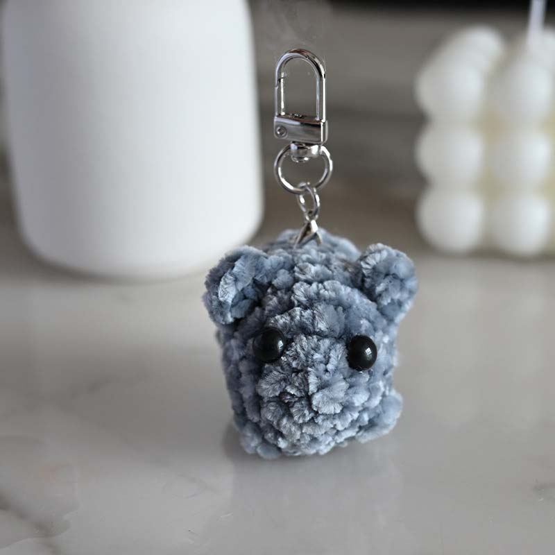 Cute Sad Crochet Hamster Keyring