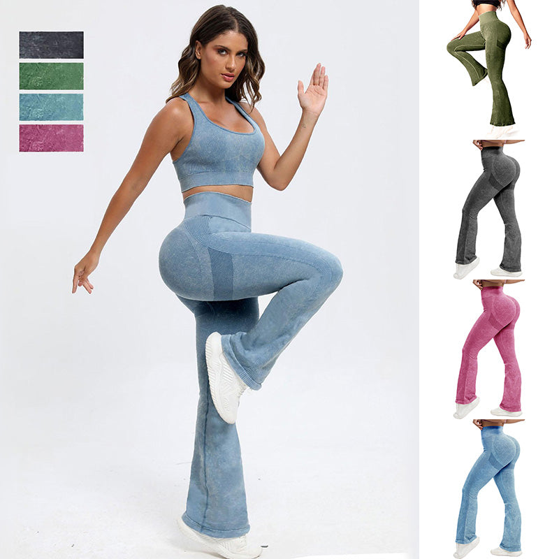 Solid Color Flare Leg Yoga Pants