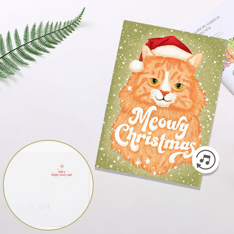 Endless Meowy Christmas Prank Card With Glitter