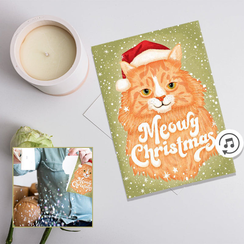 Endless Meowy Christmas Prank Card With Glitter