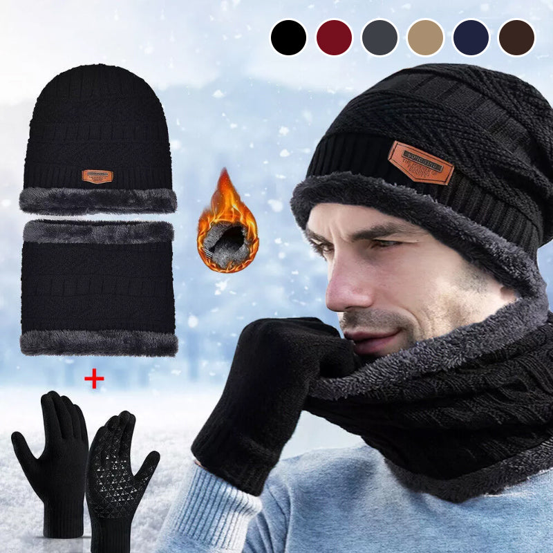 Men's and Women's Unisex Hat Neck Scarf Gloves 3 Piece Set