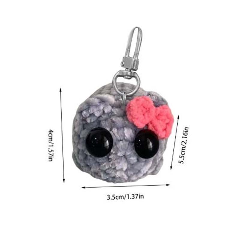 Cute Sad Crochet Hamster Keyring