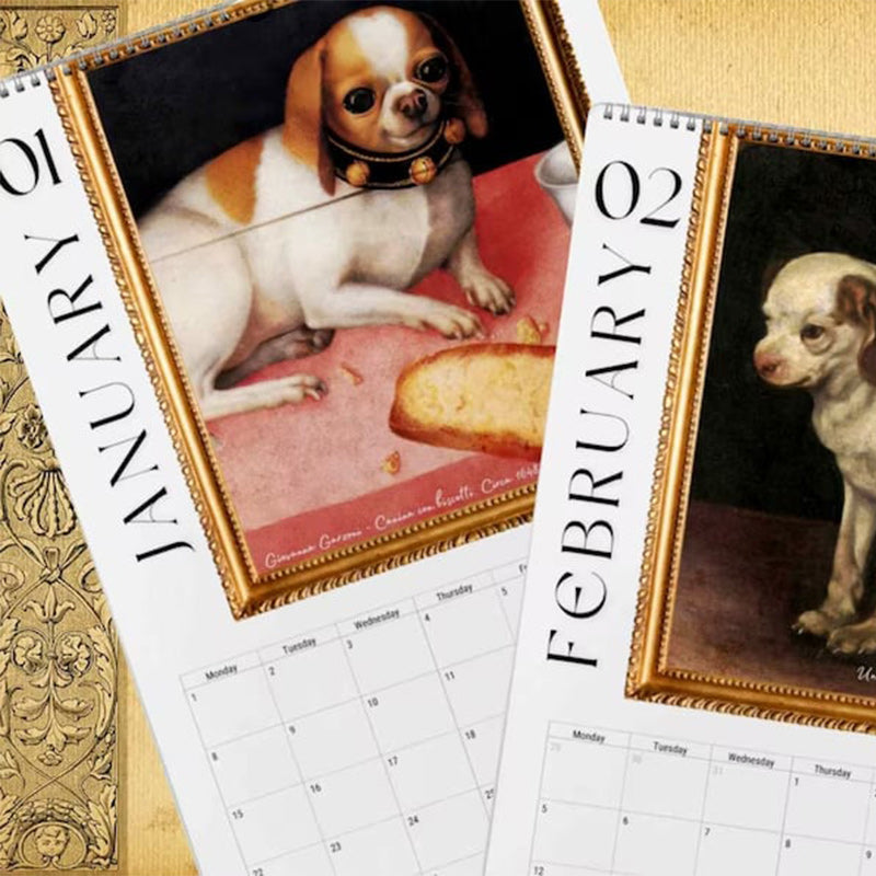 2024 Renaissance Painting Ugly Dogs Monthly Calendar