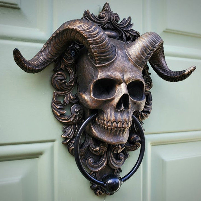 Baphomet Horned God Skull Hanging Door Knocker