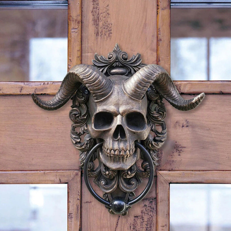 Baphomet Horned God Skull Hanging Door Knocker