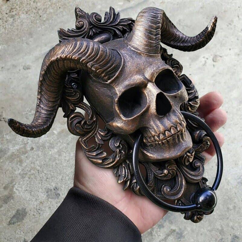 Baphomet Horned God Skull Hanging Door Knocker