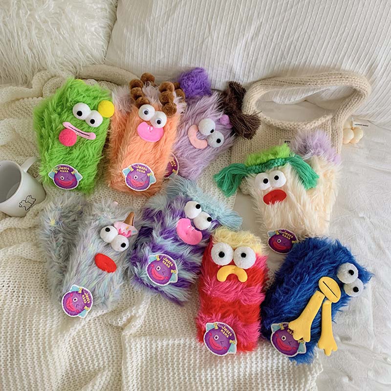 Warm Cozy Fluffy Cartoon Monster Socks