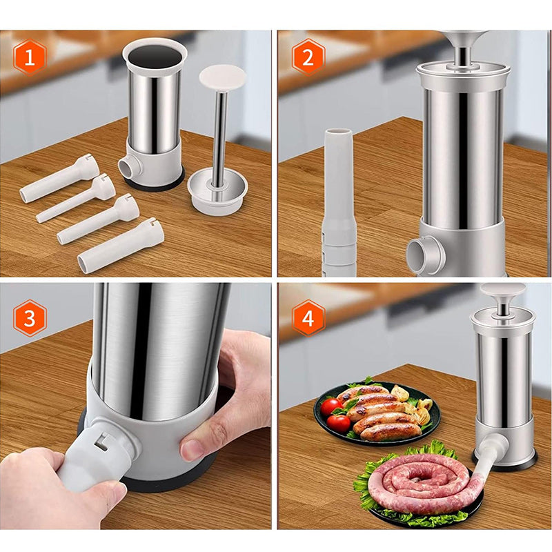 Sausage Stuffer with 4 Different Sizes Stuffing Tubes