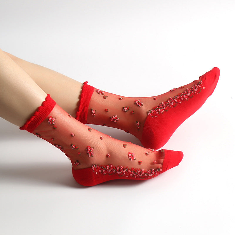 Lilyrhyme™ Flower Story, Ultra-Thin Breathable Crystal Socks