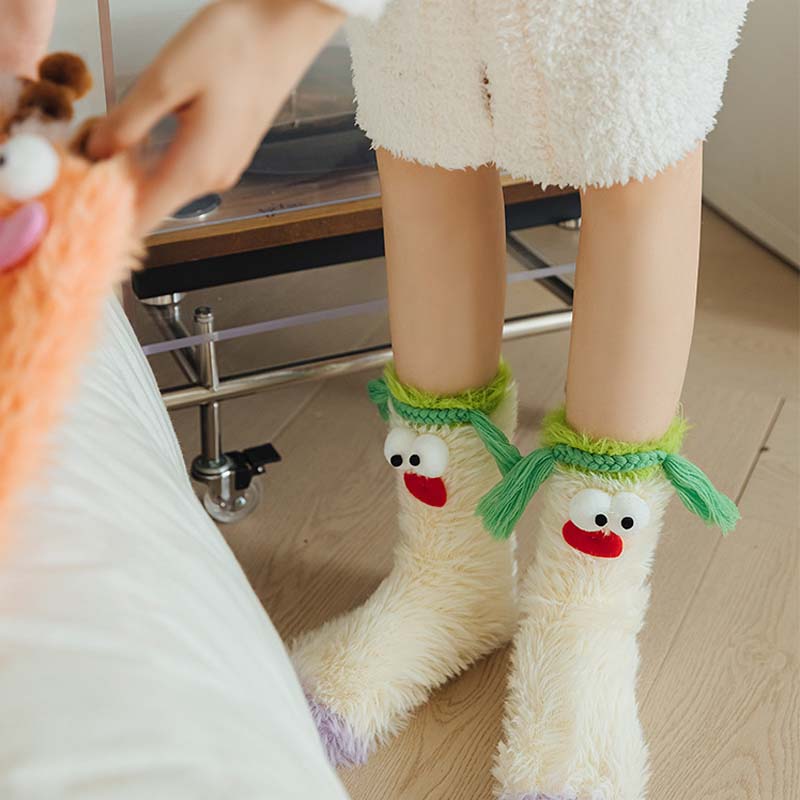 Warm Cozy Fluffy Cartoon Monster Socks