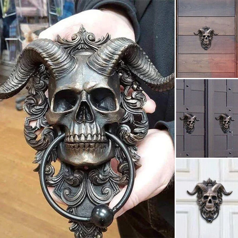 Baphomet Horned God Skull Hanging Door Knocker