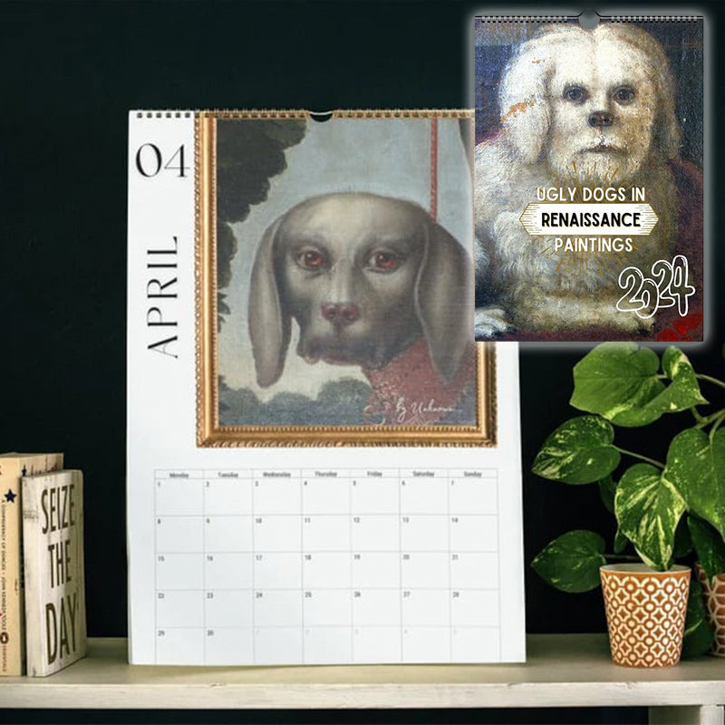 2024 Renaissance Painting Ugly Dogs Monthly Calendar